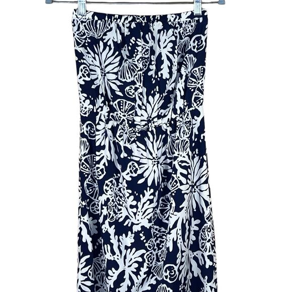 Lilly Pulitzer Women’s Navy & White Strapless Maxi w/High Slits on the Sides S - Picture 2 of 14